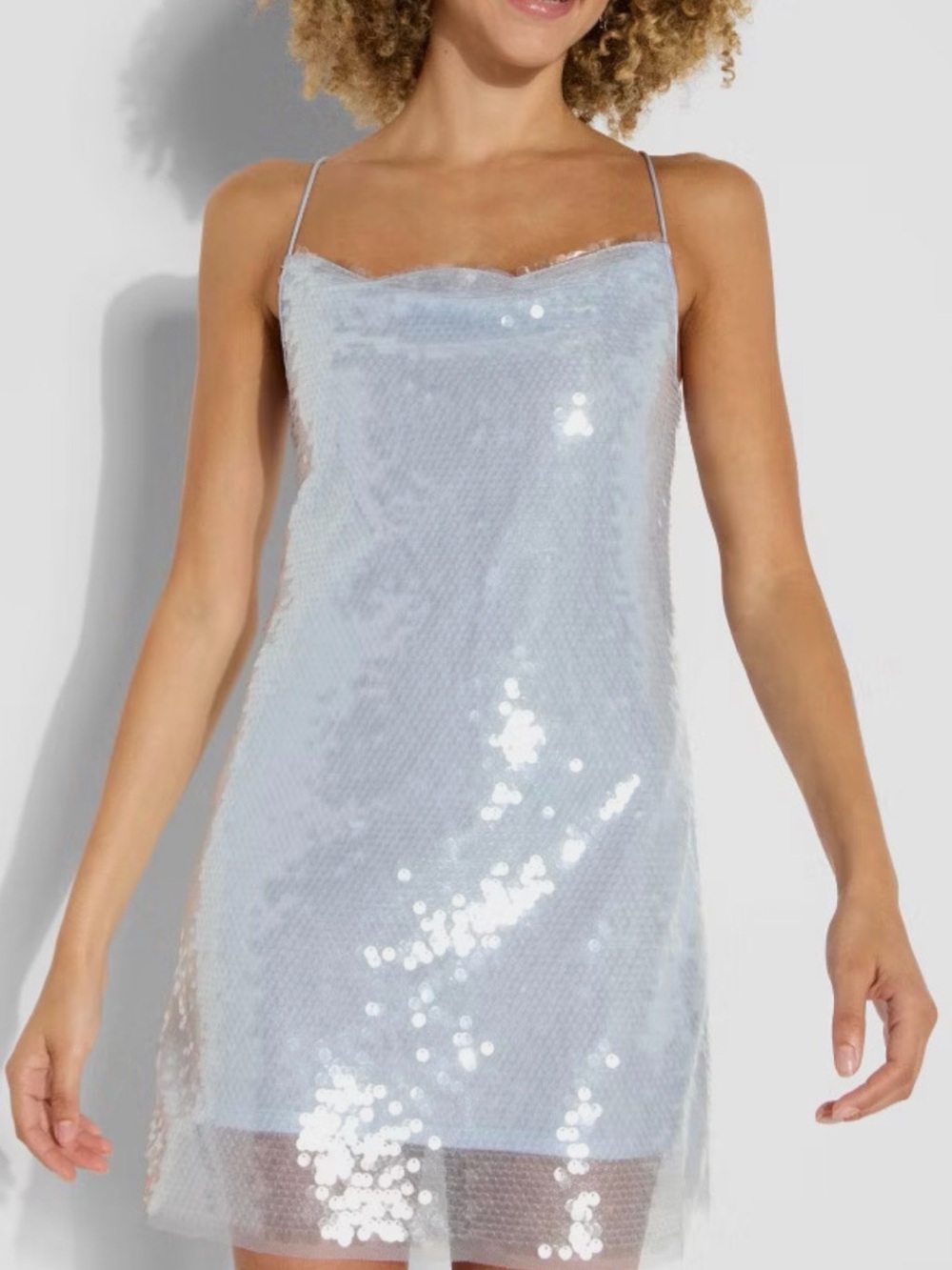 wild fable Iridescent Sequin Slip Dress in Pale Silver-Blue